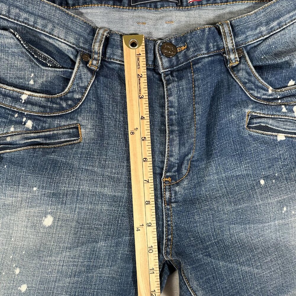 Damati Jeans Men Size W36 L29 Distressed Paint Cotton Blend Moto Biker EUC - Picture 5 of 12